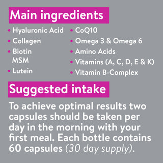 Hydrolysed Marine Collagen Peptides Capsules with Hyaluronic Acid, Vitamins C, A, E, & B Complex
